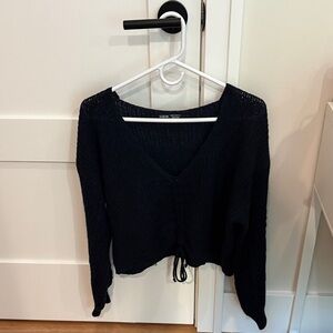 Navy Blue V-Neck Knit Sweater